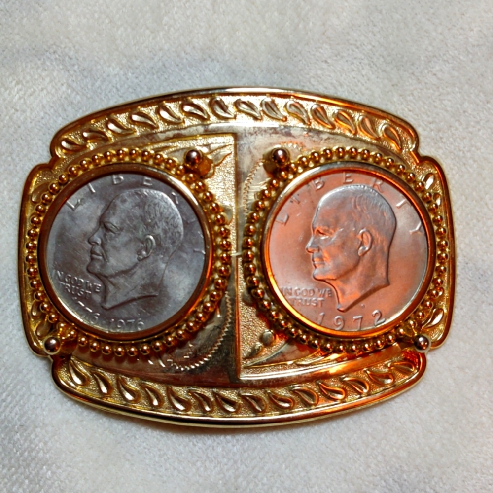 Vintage Gold Tone Eisenhower Belt Buckle
